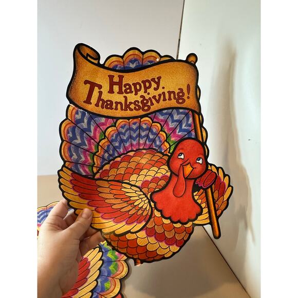 3 Vintage Thanksgiving Die Cut Turkeys Decoration Window Cutouts 1997 Beistle Co - Picture 7 of 16